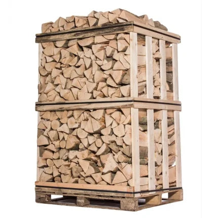 Halbe Palette kammergetrocknetes gespalten Birke Brennholz-25cm
